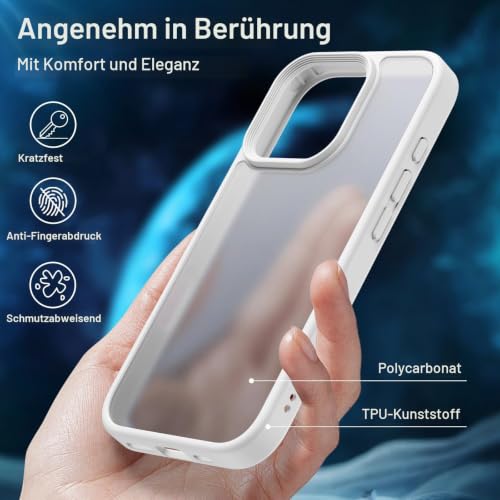 JETech 5-in-1 Matte Hülle für iPhone 16 Pro Max, Titan Weiß – Ansicht 4