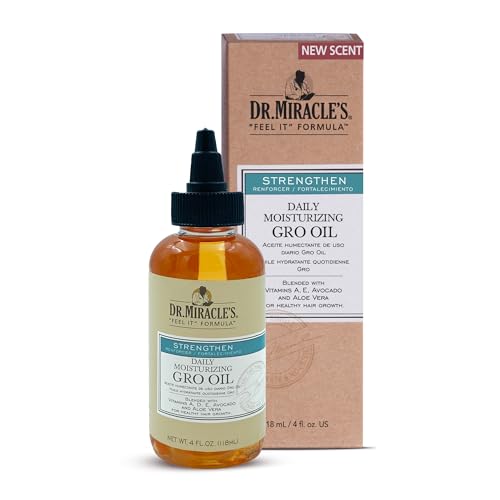 Dr. Miracle’s Daily Moisturizing Gro Oil, Blended with Vitamins A, D, E, Avocado & Aloe Vera For Healthy Hair Growth, 4 Ounce