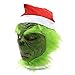 casapre Christmas Green Big Monster Mask Santa Claus Halloween Csoplay Costume Props Xmas Funny Full Face Mask for Party (Mask-A)