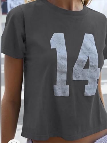 Image of SOLY HUX Girl's Number Graphic Tees Short Sleeve Y2k Tops Jersey Shirts | Crew Neck, Casual, Cute, Vintage, Summer
