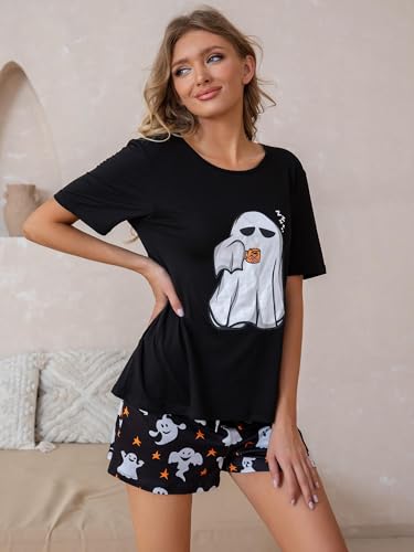 Women Cute Pajamas Short Sleeve Tops and Shorts Pajamas Set Sleepwear4