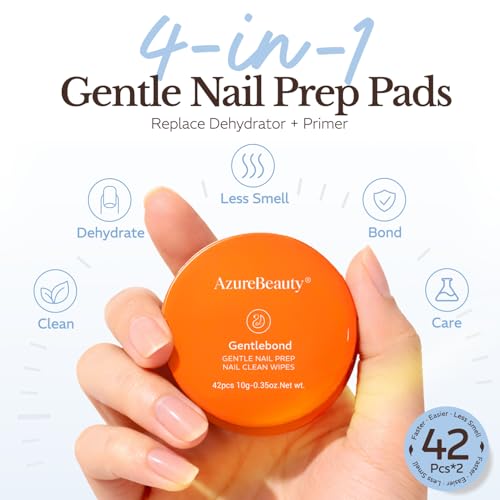 Image of AZUREBEAUTY 4-in-One Nail Prep Pads-Dehydrator & Primer Wipes for Gel, Acrylic & Press On Nails, No Spill, No Brush, Fast & Easy Nail Cleaner Prep, Travel Friendly 84PCS (2 Boxes)