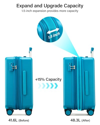 Image of Hanke 20 Inch Expandable Carry On Luggage, Hard Shell with Side Hook