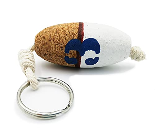 Nauticalmania Llavero Flotante de Corcho con Forma de Boya - 1 unidad - Llavero Perfecto Para Deportes Acuáticos, Piscina, Playa. Llavero que Flota. Ligero (Blanco) Cover
