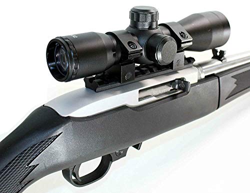 Trinity Hunter Sight 4x32 for Ruger 10/22 Picatinny Weaver Base Mount Adapter Aluminum Black Tactical Optics Hunting Accessory Mil dot Reticle Target Range Gear Single Rail.