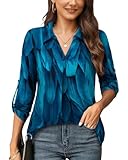 Longueur des manches réglable : chemisier long décontracté décontracté avec bouton sur la manche peut être porté comme chemisier d'été à manches 3/4 ou chemise à manches longues, adapté au printemps, en automne et en hiver