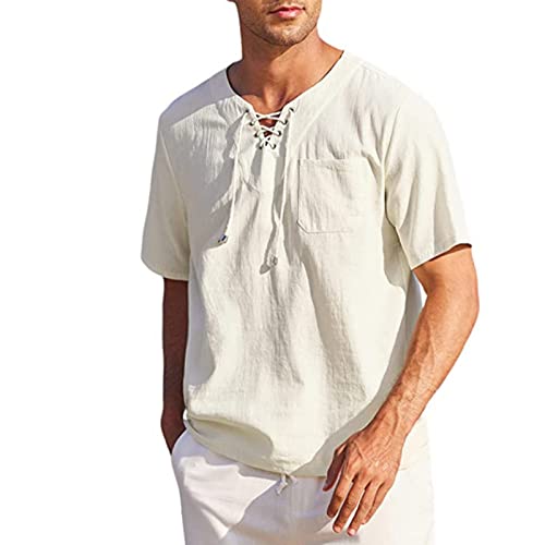 Pull en coton et lin beige pour homme, le confort d'une chemise hawaïenne chic