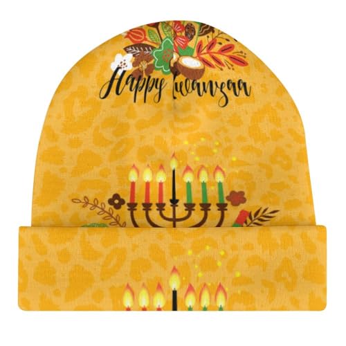 Happy Kwanzaa Kids Beanie Hat for for Girls Boys Children Cap Winter Knitted Chemo Cancer Headwear Accessories Gifts Decoration Black4