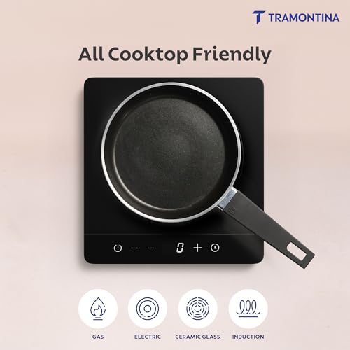 Image of TRAMONTINA Aura Frypan 20cm | Reinforced Ceramic Non-Stick Cookware | Quick & Even Heating | Low-Oil Cooking | Bakelite Handle | Induction & Gas Compatible | Sea Green