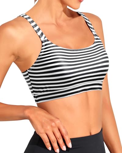 Image of Tempt Me Women Sports Bra Swim Crop Tops Only | Scoop neck, Bathing suits top, Removable cups, Adjustable straps