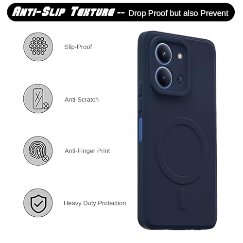 Image of Back Cover | MagFit Ring Design (Non-Magnetic) | Shockproof Case | Anti-Slip Grip | Raised Camera Edges | Slim Protective Case for Mi Redmi 15C 4G / Poco C85 4G (Steel Blue)