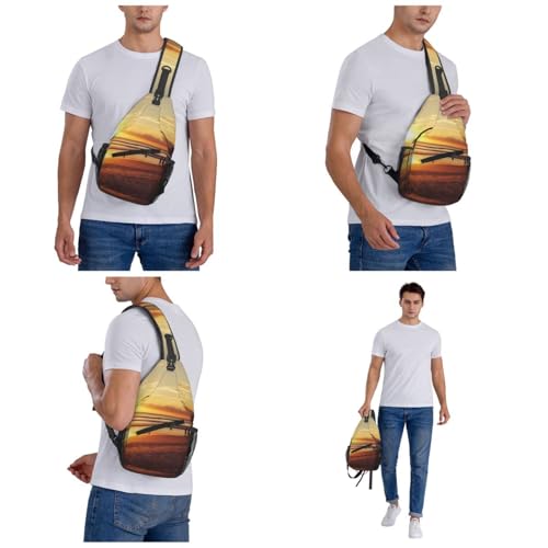Sling Bag para Hombre y Mujer Negro Crossbody para Viaje miniatura 6
