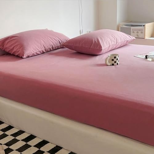 KnSam Sábana bajera 90 x 200 cm, acolchada, monocolor, rosa, textiles, clásica, de poliéster, funda para cama con somier y cama de agua