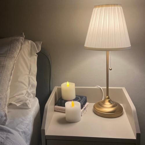 Image of 3x3 Flickering Flameless Candles Set of 2,3 inch Real Wax LED 600 Hours Battery Candles with Timer Remote,Control for Wedding Party Indoor, White