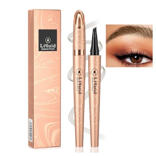 Weixinbuy Microblading Eyebrow Pen Long-lasting, 4D Four-Tip Waterproof Eyebrow Pencil, Liquid Eye Brow Pencil Smudgeproof Easy to Use for Fine Natural Strokes (1# Light Brown Eyebrow Pencil)