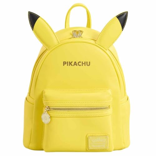 Sac à dos Pikachu Loungefly en cuir minimaliste jaune pour le quotidien