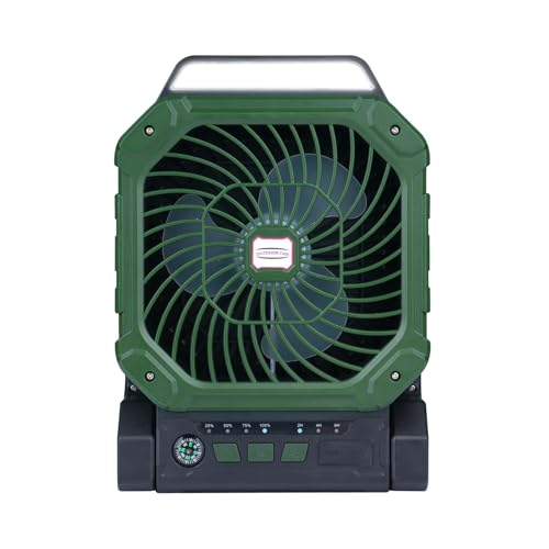 Ventilador recargable para exteriores con panel solar y temporizador de luz