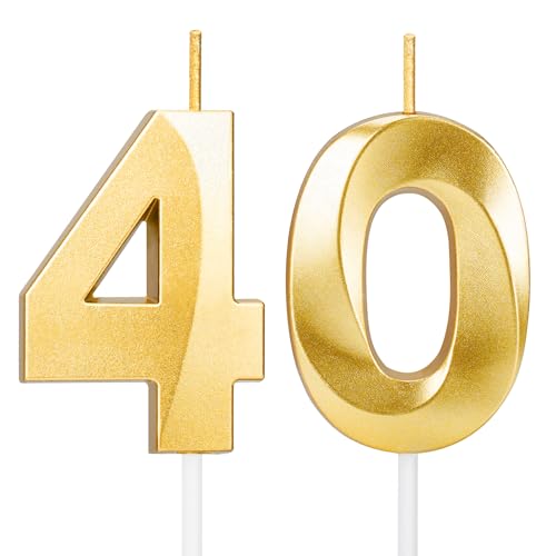 ROYOROYI 40th Birthday Decorations Gold Number 40 Candles for Cake