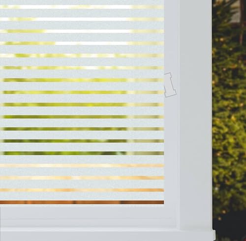 Image of WISDOM Privacy Window Film Sticker(12x60 in) Decorative Window Glass Stripe Frosted