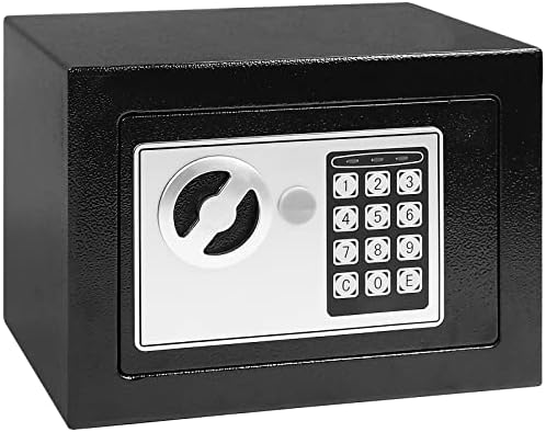 0.23 Cub Safe Box - Safe and Lock Box, Money Box with Digital Password and Keys for Home Hotel Office Dorm Money Cash Jewelry Use Storage (Black)