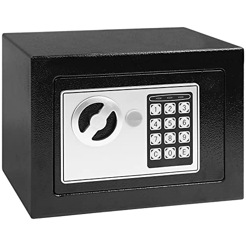 0.23 Cub Safe Box - Safe And Lock Box, Money Box With Digital Password And Keys For Home Hotel Office Dorm Money Cash Jewelry Use Storage (Black) #TOP3