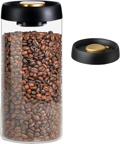 JWWYJ Borosilicate Glass Kitchen Storage Jars Coffee Canisters with Airtight Lid Seal Food Storage Containers - Perfect for Coffee Beans Tea Sugar Candy Spices Rice (1800ml/60 Ounces)
