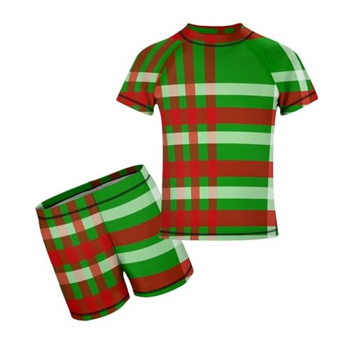 Christmas GridChildren's Swimsuits Boys Two Piece Suit10-12Y（150cm）