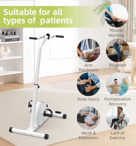 Image of HOMGIM 2-in-1 Pedal Exerciser for Arms & Legs - Adjustable Resistance Sit-Down Bike for Seniors, Stroke Recovery & Physical Therapy - Portable Under Desk Knee Peddler for Home Rehab（White）