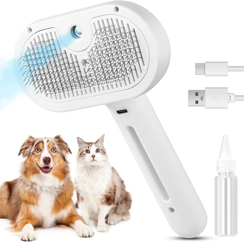 Cepillo Vapor 3 en 1 para Gatos - Cuida el Pelaje de tu Mascota Con Función Desenredante, Elimina Pelo Muerto, Desinfecta y Acondiciona
