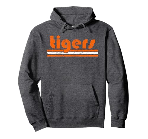 Vintage Tigers Retro Three Stripes Weathered Pullover Hoodie