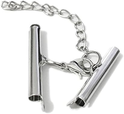 10Pcs Multi Strand Slide Tube Clasps multylayers Connector for Necklace Jewelry Findings (Rhodium Plated)