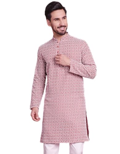 Image of Jompers Cotton Chikankari Embroidered Regular Fit Kurtas for Men
