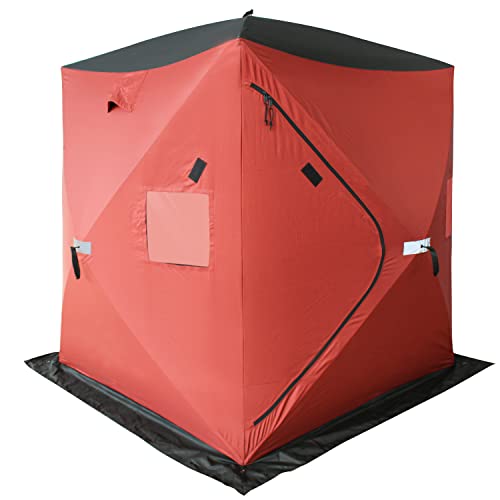 HUNT MONSTER Ice Fishing Shelter 3 Person, Stable Windproof Pop-up Ice Fishing Tent, Portable Ice Shanty Ice Shack with Anchors, Tie Ropes, Carrying Bag