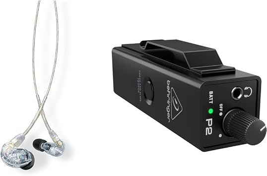 Shure SE215 PRO Wired Earbuds - Professional Sound Isolating Earphones, Clear Sound & Deep Bass & Behringer POWERPLAY P2 Ultra-Compact Personal In-Ear Monitor Amplifier