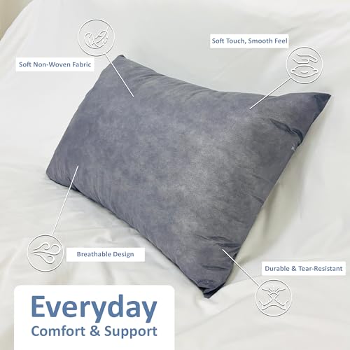 Image of ARLinen Sleeping Pillow Filler Set of 2 - Non-Woven Fabric, Fluffy Cotton Filling, Home, Hospital, Hostel & Travel Use - Dark Grey 20x40 Inch