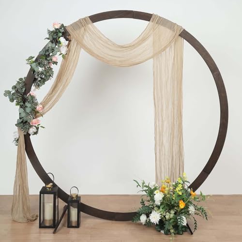 Efavormart 20ft Gauze Cheesecloth Beige Wedding Arch Drapery Fabric, Window Scarf Valance, Boho Arbor Decor Curtain Panel