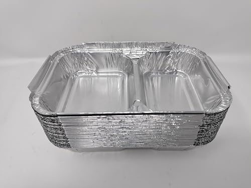 Plaque de cuisson rectangulaires en aluminium à 2 compartiments pour four rôtir BBQ x50