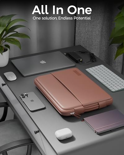 Image of FEDUS ORO Premium Vegan Leather Laptop Sleeve Bag Case 13.3 inch, Shockproof Office Laptop Cover Pouch Carrying Bag with Accessory Pocket & Handle for MacBook, HP, Dell, Lenovo, Asus for Men & Women