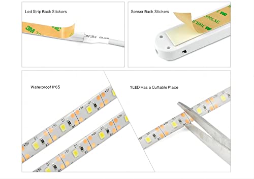 Tira LED con sensor de movimiento 1 m blanco cálido miniatura 5