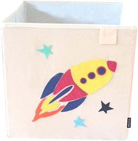 Toy Storage Box Bin Organizer Collapsible, White- 100% (Rocket)