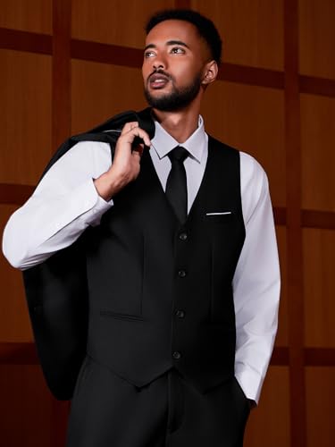 MAGE MALE Men's Suit Vests Casual Formal Dress Vest Business Slim Fit Waistcoat Vest with 3 Real Pockets for Suits Tuxedo2