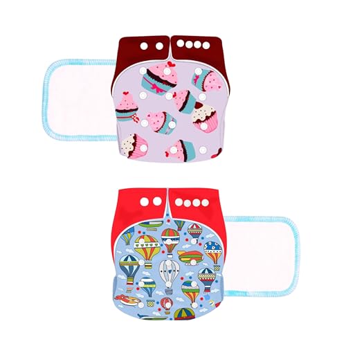 Image of Ambaby Leakage-Proof Cloth Diaper for Babies 0 to 3 Years - 2 High Absorbent Inserts and 2 Reusable & Washable Baby Cloth Diapers - Adjustable Fit (5-17 kg)