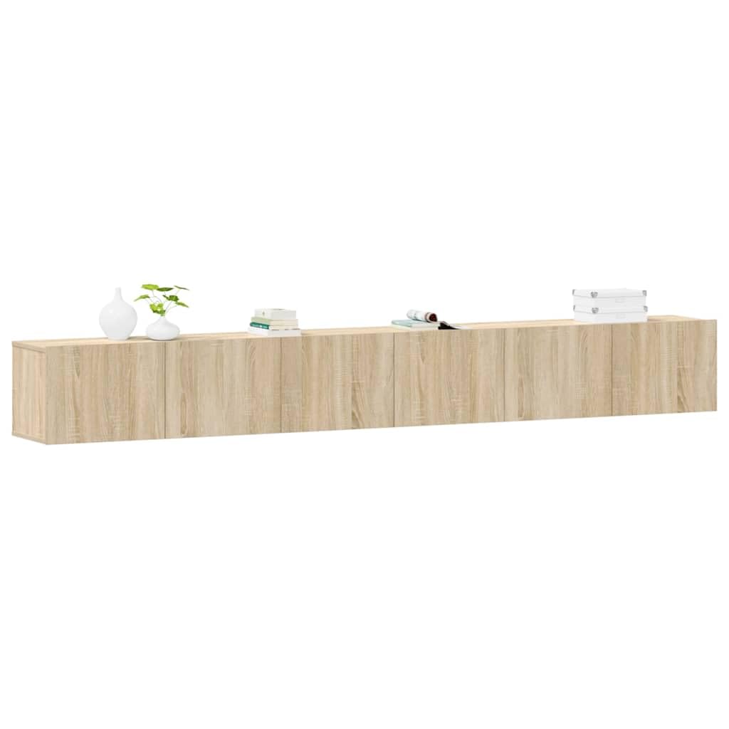 Set di 3 mobili per TV, montaggio a parete, rovere Sonoma, 80 x 30