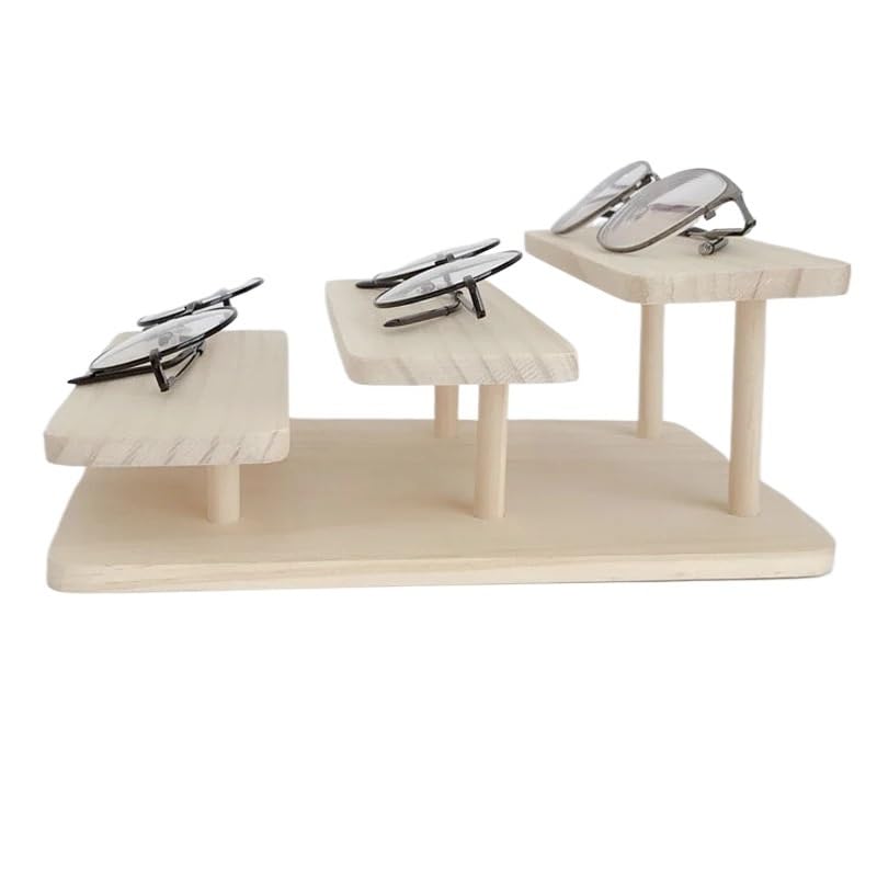 Soporte para Gafas de Sol Opciones de 2-5 Capas Gafas de Sol de Madera Soporte ensamblable de Alto Nivel Expositor de Gafas Soporte de joyería Expositor de Gafas Exclusivo Expositor de Venta(Medio)