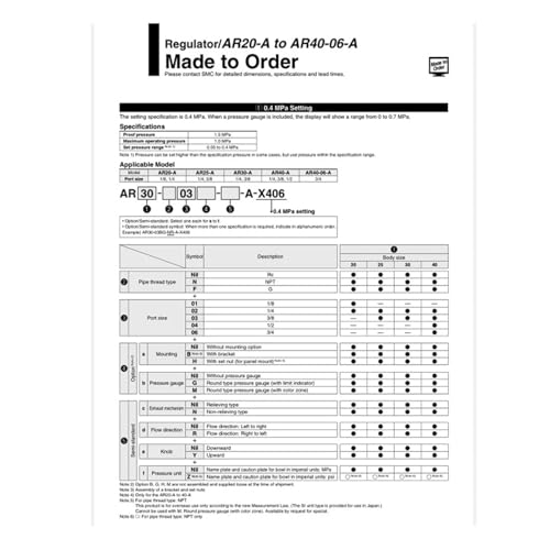 Régulateur de pression mini AR2000 G1/4 pour stabiliser le débit du compresseur