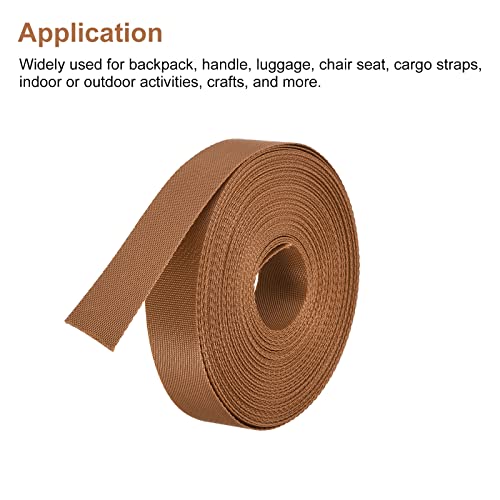 Image of MECCANIXITY Flat Nylon Webbing Strap 1 Inch 15 Yards Dark Brown for Backpack, Cargo Strap, Luggage-rack
