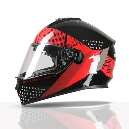 Image of TVS Racing Phantom Series Full Face Dual Visor Helmet for Men | Premium Bike Helmets with ABS Shell, UV Paint | Quick Release System | Aerodynamic Design | DOT & ISI Certified
