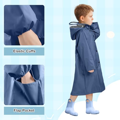 Image of LAMA Kids Raincoat with Hood, Lightweight Raincoat for Girls, Kid Long Rain Jacket
