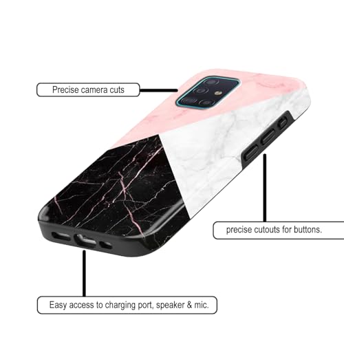 Image of COLORflow Back Cover Compatible with Samsung Galaxy A71 | Beautiful Black White Pink Marble | Designer Printed Glossy Armoured Bumper Back Cover Compatible with Samsung Galaxy A71