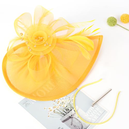 Image of DRESHOW Women Fascinator Hats Tea Party Hat Vintage Pillbox Hat Headband for Cocktail